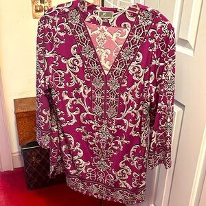 Purple Gray white knit top w/ crystal rhinestones